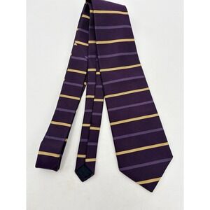 BROOKS BROTHERS Makers Mens Necktie Silk Tie Purple Gold Horizontal Stripe USA